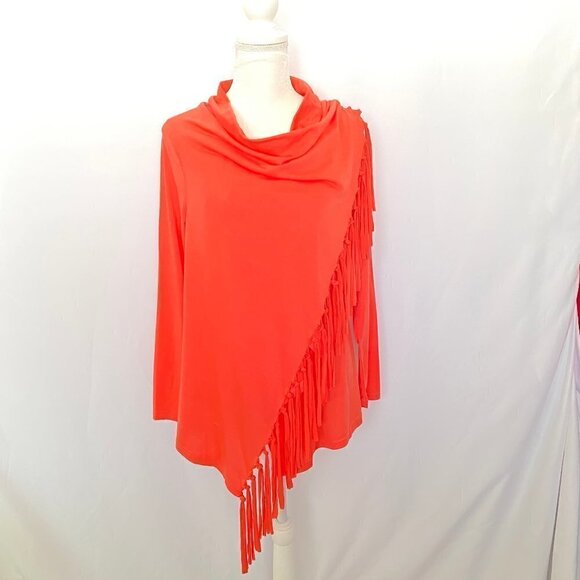 15. Heathmoor Tangerine Color Wrap Long Sleeve Blouse - Picture 5 of 9